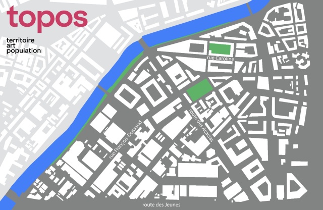 Flyer Topos affichant une partie de la carte de Genève